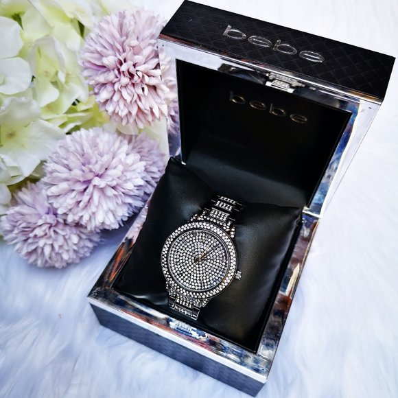 bebe Accessories - bebe Women's Black Bling Rhinestones Watch